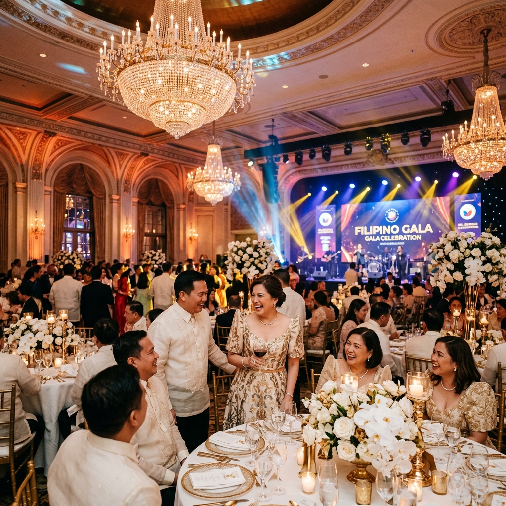 Elegant Filipino gala in grand ballroom
